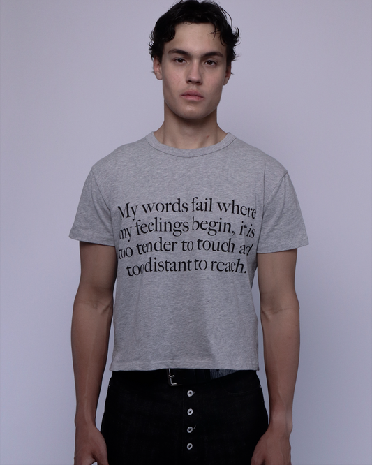 "WORDS FAIL" GREY BABY T